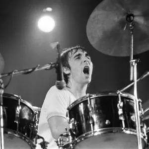 British rock group The Who performing on stage during a concert at the University of