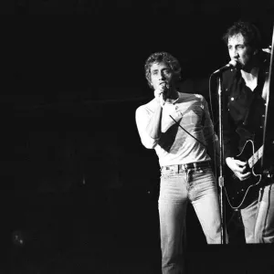 British rock group The Who, performing on stage at the NEC in Birmingham