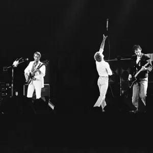 British rock group The Who, performing on stage at the NEC in Birmingham
