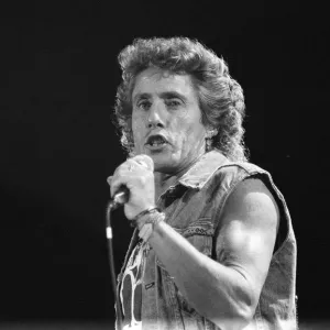British rock group The Who, performing on stage at the NEC in Birmingham