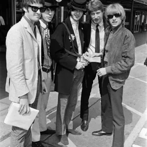 British rock group The Yardbirds at London airport as they leave for Canada to start a British rock group The Yardbirds at London airport as they leave for Canada to start a