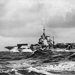 British Royal Navy Illustrious-class aircraft carrier HMS Victorious at sea during during