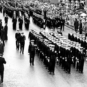 BRITISH SERVICEMEN AT THE START OF THE FALKLANDS PARADE THROUGH THE CITY OF LONDON - 12TH