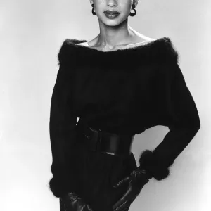 British singer songwriter Sade Adu, lead singer of the R&B group Sade, 1984 British singer songwriter Sade Adu, lead singer of the R&B group Sade, 1984