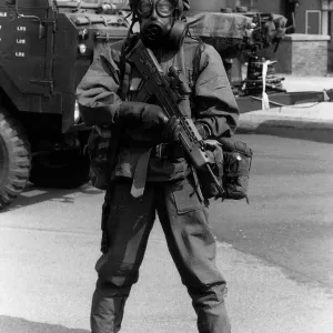 British Soldier in Chemical Warfare Suit Print 1990