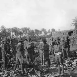 British soldiers laying the foundation for field gun emplacements in Mesopotamia Circa British soldiers laying the foundation for field gun emplacements in Mesopotamia Circa