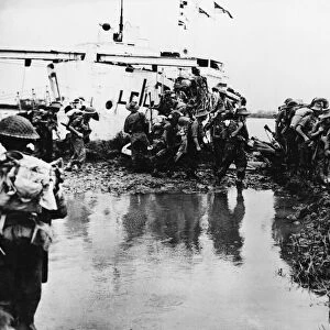 British troops landing near Elephant point in Rangoon. 18th May 1945