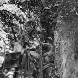 British troops waiting to attack Beaumont Hamel in a support trench during British troops waiting to attack Beaumont Hamel in a support trench during