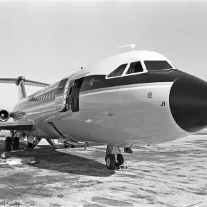 British United Airlines first BAC 1-11 seen here in Spain during proving flights before British United Airlines first BAC 1-11 seen here in Spain during proving flights before