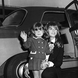 Britt Ekland with her daughter left London for New York for the filming of THE NIGHT THEY