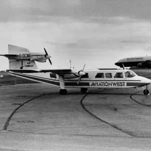 The Britten-Norman Trislander mail aircraft which made an emergency landing at Newcastle The Britten-Norman Trislander mail aircraft which made an emergency landing at Newcastle