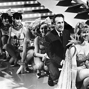 Bruce Forsyth Entertainer / TV Presenter dancing with the Aleta Morrison Dancers