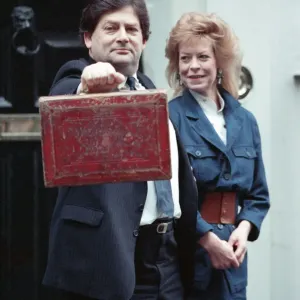 Budget Day at No 11 Downing Street. The Chancellor of the Exchequer, Nigel Lawson Budget Day at No 11 Downing Street. The Chancellor of the Exchequer, Nigel Lawson