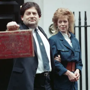 Budget Day at No 11 Downing Street. The Chancellor of the Exchequer, Nigel Lawson Budget Day at No 11 Downing Street. The Chancellor of the Exchequer, Nigel Lawson