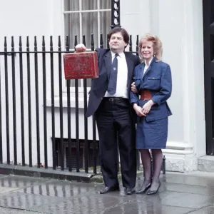 Budget Day at No 11 Downing Street. The Chancellor of the Exchequer, Nigel Lawson Budget Day at No 11 Downing Street. The Chancellor of the Exchequer, Nigel Lawson