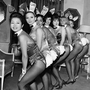 Bunny girls line up at a London night club. October 1964 P018507