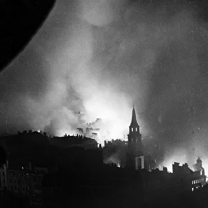 Burning Biuldings after a blitz bombing