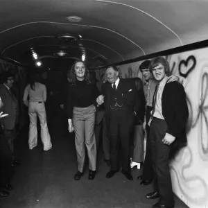 Burnley fans aboard the disco train to London. Chairman Bob Lord is pictured with fans Burnley fans aboard the disco train to London. Chairman Bob Lord is pictured with fans