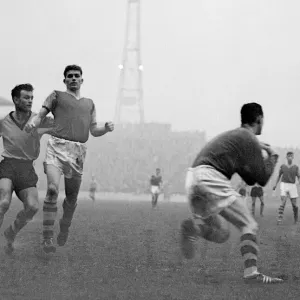 Burnley v Wolves 7th November 1959 Murray the Wolves centre forward dashes in with Burnley v Wolves 7th November 1959 Murray the Wolves centre forward dashes in with