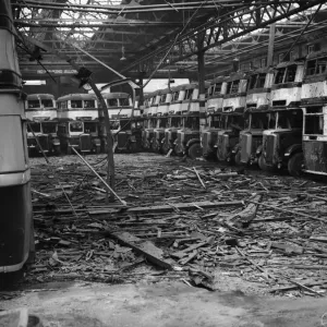 Highgate Road Bus Garage Print, 21st November 1940 Highgate Road Bus Garage Print, 21st November 1940