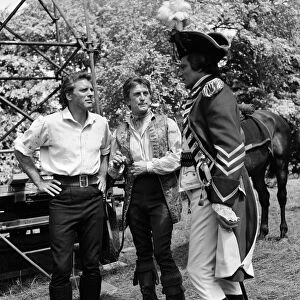 Burt Lancaster, Kirk Douglas and Laurence Olivier on the set of The Devil