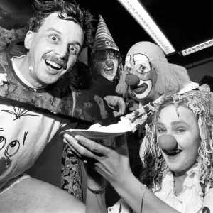 1989 Print of Mr. Duncan Waddle in stocks ready for pie