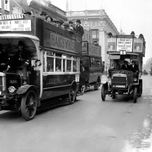 Buses driven by volunteers seen here in Oxford Street during the 10th day of Buses driven by volunteers seen here in Oxford Street during the 10th day of