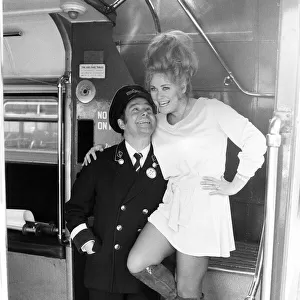 On The Buses, filmset. 10th March 1971. Actor Reg Varney aka Stan Butler the bus