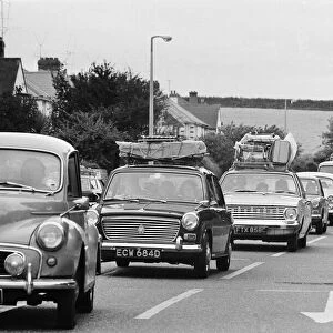 Busy scenes on the Exeter by pass as holidaymakers head for the South Coast