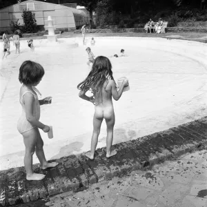 Busy Time at Martins Outdoor Swimming Pool Print, July 1976