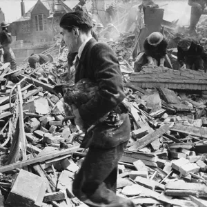 Buxton & Underwood Street, E1. Flying bomb incident in Southern England showing