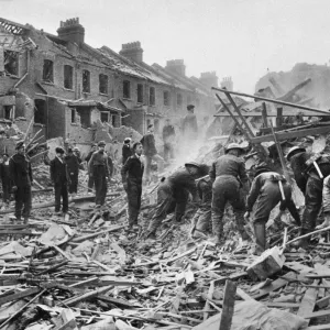 Buxton & Underwood Street, E1. Flying bomb incident in Southern England showing