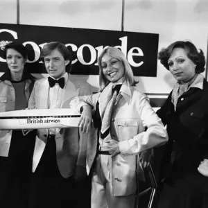 Print of Concorde cabin crew in Hardy Amies uniforms, January 1976 Print of Concorde cabin crew in Hardy Amies uniforms, January 1976
