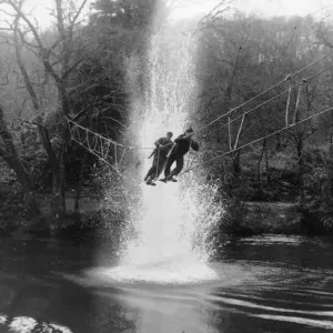 Print of Cadets in Rope Bridge Training Print of Cadets in Rope Bridge Training