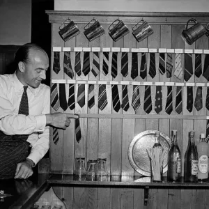 Cads museum of old school ties. Alfred Moreland with his collection Cads museum of old school ties. Alfred Moreland with his collection