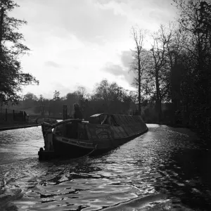 Canal scene at Watford, Hertfordshire. Circa 1950