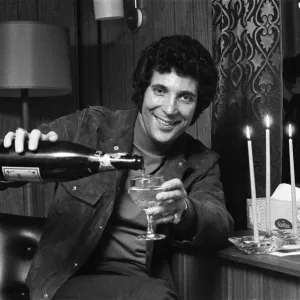 Print of Tom Jones in his caravan at Elstree