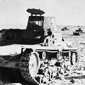Captured Italian M 11-39 Medium Tanks in the desert near Nibiewa during Operation Compass