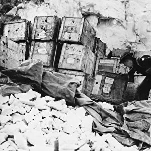 Captured petrol and oil dump in Derna during Second World War. 2nd March 1941