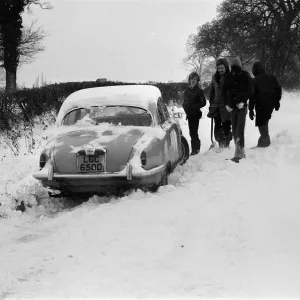A Car Stuck in the Snow, Berkshire Print 1982 A Car Stuck in the Snow, Berkshire Print 1982