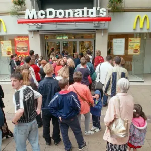 Cardiff, on the day of Princess Dianas funeral. Customers queuing outside Cardiff, on the day of Princess Dianas funeral. Customers queuing outside