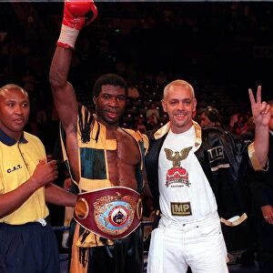 Carl Thompson Boxer celebrates Sheffield Arena July 1998 Thompson defeated Chris