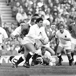 Will Carling England Rugby Union Captain. Shown running with the ball while playinfg for