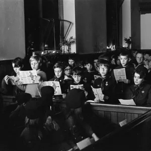 Print of Carol Singers at Methodist Church, Dorking Print of Carol Singers at Methodist Church, Dorking