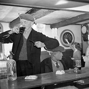 The Carpenters Arms, Metherell, Cornwall. December 1952 Mr George Hunn 71 leans