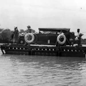 One of Carr-Hartleys cars arriving by Ferry after crossing the Zambezi river One of Carr-Hartleys cars arriving by Ferry after crossing the Zambezi river
