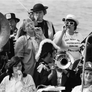 The carrier HMS Invincible sailed home from the Falklands to a tumultuous welcome