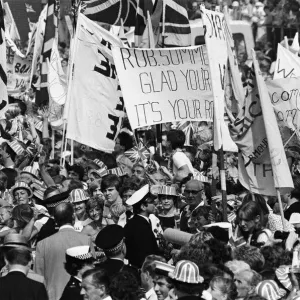 The carrier HMS Invincible sailed home from the Falklands to a tumultuous welcome