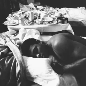 Cassius Clay aka (Muhammad Ali) catches up on some sleep in the Piccadilly Hotel Cassius Clay aka (Muhammad Ali) catches up on some sleep in the Piccadilly Hotel