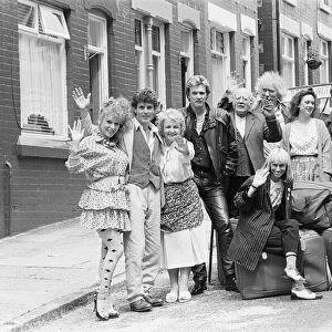 The cast of the BBC hit comedy "Bread"during a break in filming in Elswick
